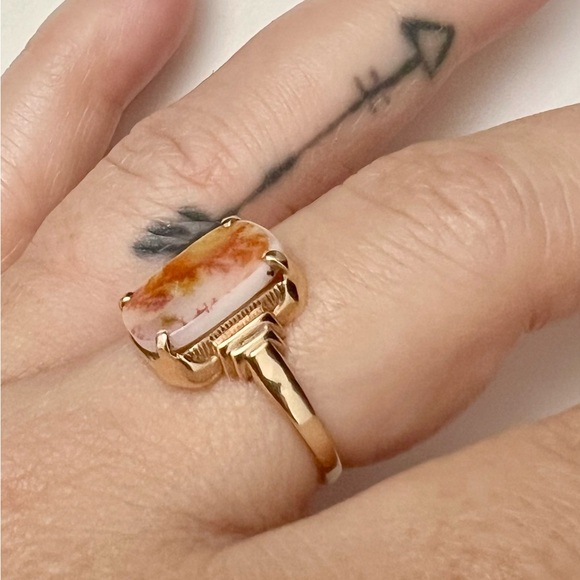 10k Vintage Rose Gold and Dendritic Agate Ring - Picture 8 of 10